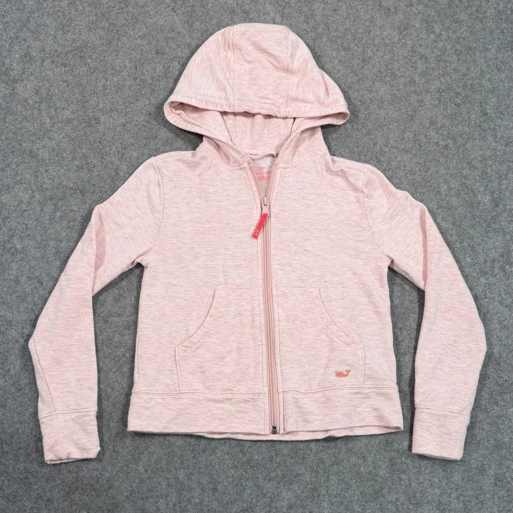 Vineyard Vines Girls Pink Full Zip-Up Hoodie Sweatshirt Youth Size Small 7-8